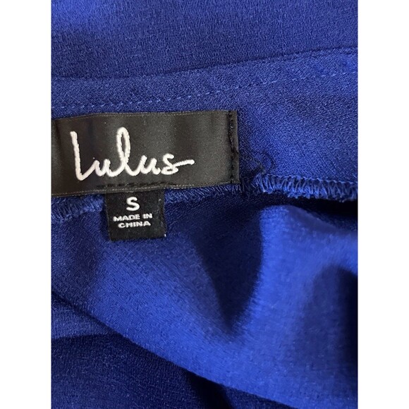 Lulus NAVY BLUE SMALL Spaghetti Strap Double V Neck High Low Hem Maxi Dress - Picture 7 of 10